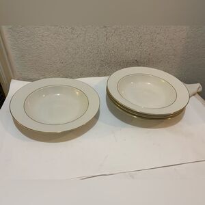 New Set of 4 Lynns Stoneware ANNIVERSARY GOLD Soup Bowls G26